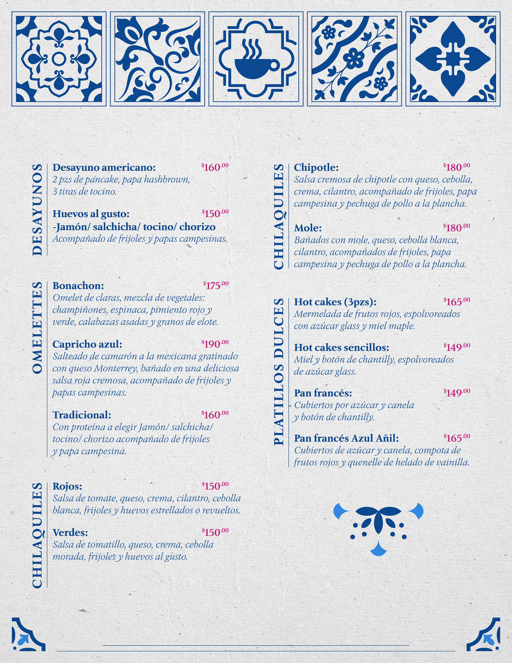 menu bebidas